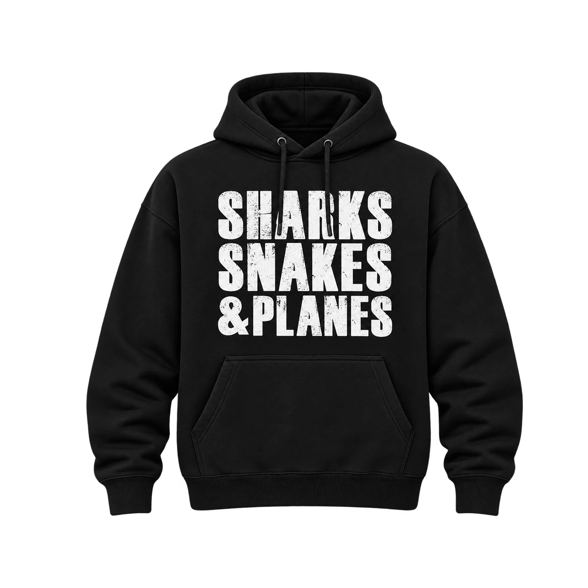 Crni duks sa kapuljačom i logotipom Sharks, Snakes & Planes