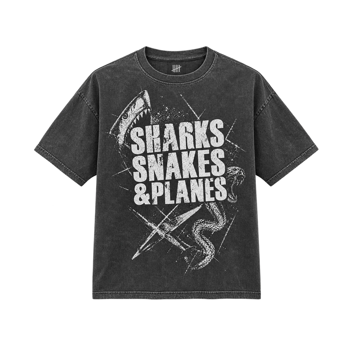 Isprana siva majica sa logotipom Sharks, Snakes & Planes